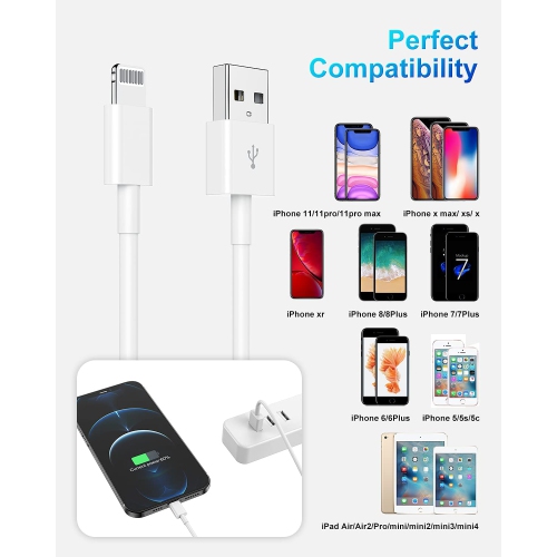 (2PK)[Apple MFi Certified] iPhone/iPad Charging/Charger Cord Lightening to USB Cable Fast Charging and Syncing for iPads,iPods and iPhone X/8/7/6s/6/plus/5s/5c/SE (FREE SHIPPING)