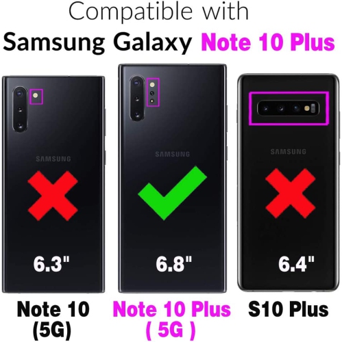 Phone Case for Samsung Galaxy Note 10 Plus Glaxay Note10+ 5G with Tempered Glass Screen Protector Credit Card Holder